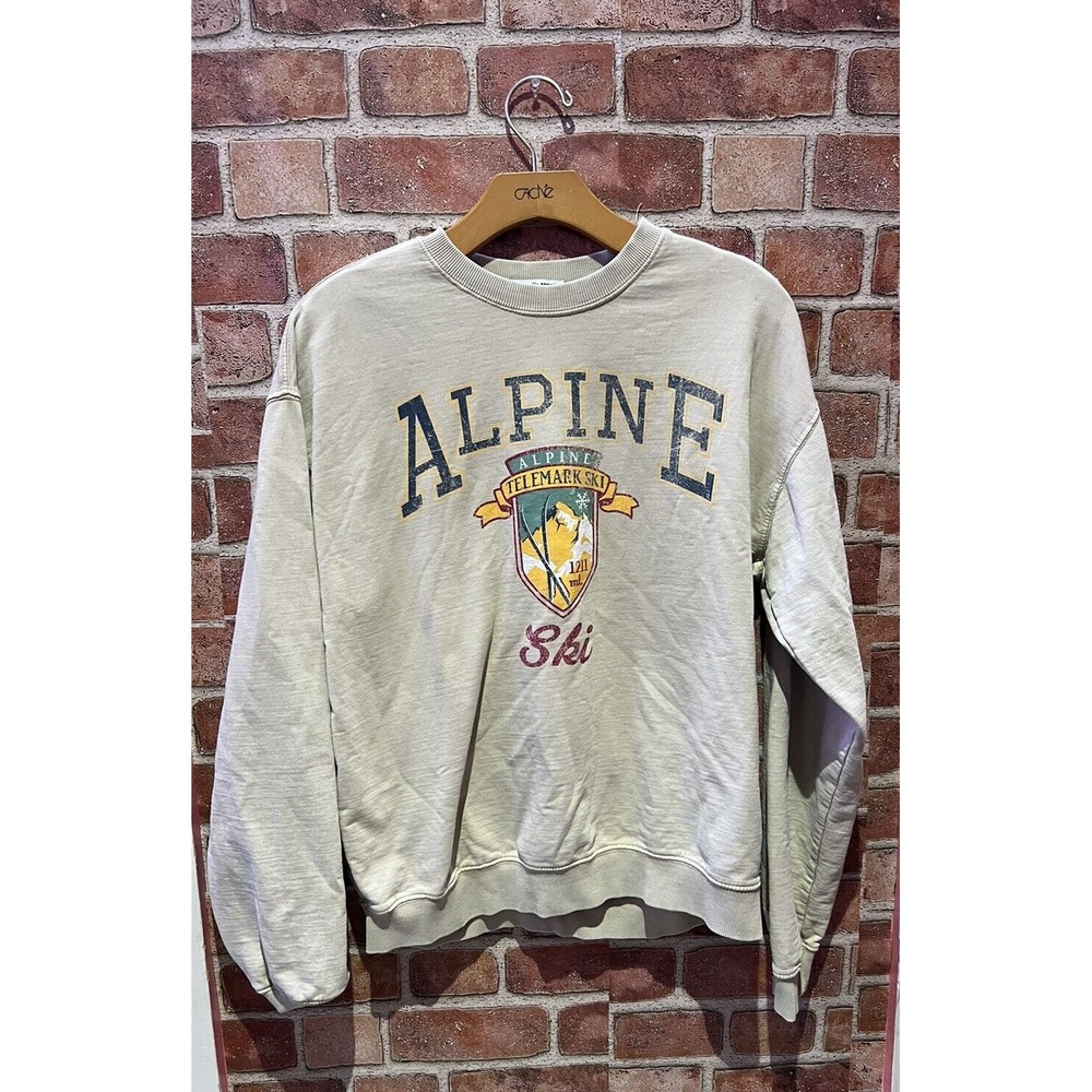 Fashion Nova Size Xl Alpine Solid Beige LongSlv Cuffed Casual Graphic Sweatshirt
